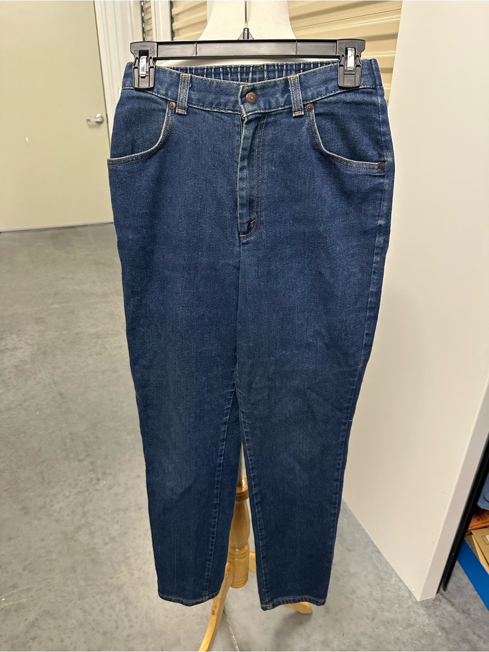 Levi's Red Logo on Dark Blue Denim W/ Elastic Waist Straight Jeans